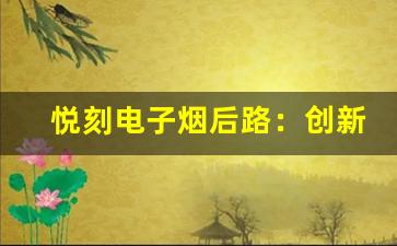 悦刻电子烟后路：创新与市场竞争的双重考量